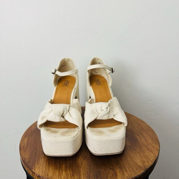 Ana Cream Platform Sandals With Bow Women’s Size 8.5 - Picture 3 of 10